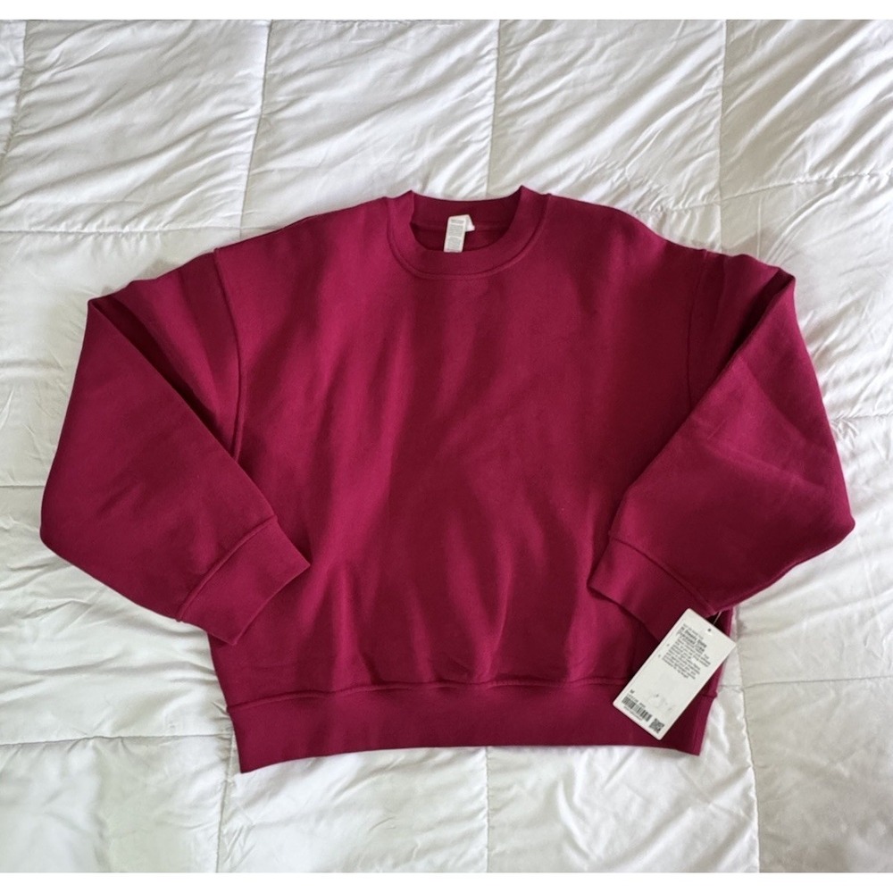 New W Lululemon Medium Steady State Oversized Crew Neck Sweatshirt Berry Rumble